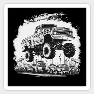 Monster Jump: High-Flying Thrills Line Art Monster Truck Sticker